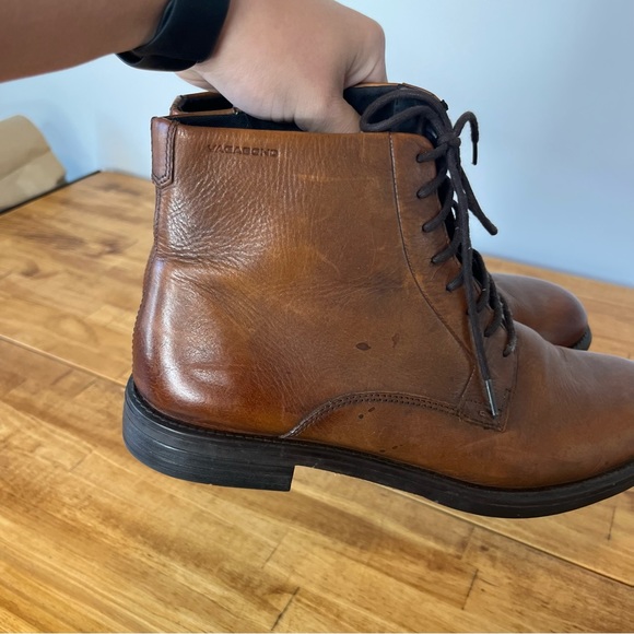 Vagabond Amina Brown Leather Side Zip Lace Up Ankle Boots Size 39 - Picture 4 of 10
